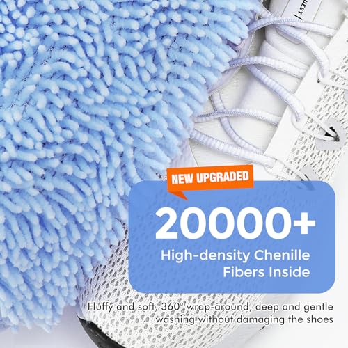 Image of Teletrogy Shoe Washing Machine Bag 2Pcs - Reusable Laundry Bags for Washer & Dryer, 360 Deep Clean & Large Size Plush Fibers for Sneakers, Tennis Shoes, Kids Footwear, Durable Invisible Zipper (Blue)