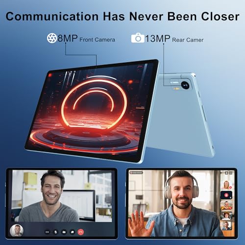Image of Androind 14 Tablet, 10.1 Inch Tablet, 16GB RAM 128GB ROM 1TB Expand, 8000mAh Battery, 10.1 Inch Octa-Core with 13MP+8MP Camera /Bluetooth /GPS /WiFi /HD Display, Light Blue.