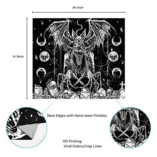 Yinhua Skull Tapestry Black And White Tapestries, Gothic Skeleton Tapestry Aesthetic Wall Tapestry For Bedroom, Horror Tapestry Wall Hanging For Living Room (51.2 X 59.1 Inches) #TOP4