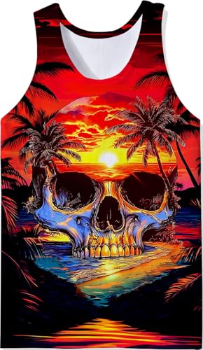 Débardeurs d'été sans manches pour hommes RAISEVERN t-shirt noir orange XX-Large