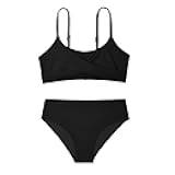 Girls Swimsuit Two Piece - Adjustable Strap Bathing Suit Solid Color Bikini Sets for Teens Girl Beach Swimwear