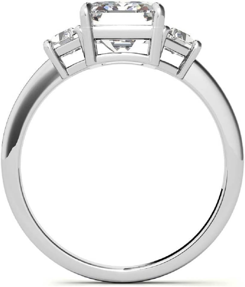Prachi Jewel 10K Solid White Gold Handmade Engagement Rings 3 CT Emerald Cut Moissanite Diamond Solitaire Wedding/Bridal Rings for Women/Her, Anniversary Ring Promise Gifts
