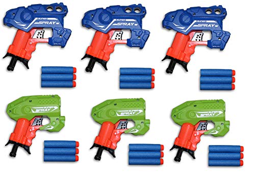 Toys+ Big Bag of Dart Guns! Mini Foam Dart Blasters Birthday Party Favors (6 Pack)