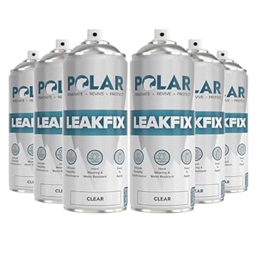 Polar Clear Leak Fix Spray - 6 x 400ml - Waterproof Roof Sealant - Instantly Seals Leaks and Cracks on Roofs, Drainpipes, Gutter Repairs, Cement and Metal Surfaces - Interior & Exterior Use