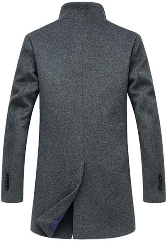 Lavnis Men's Trench Coat Long Wool Blend Overcoat Slim Fit Down Topcoat - Image 3