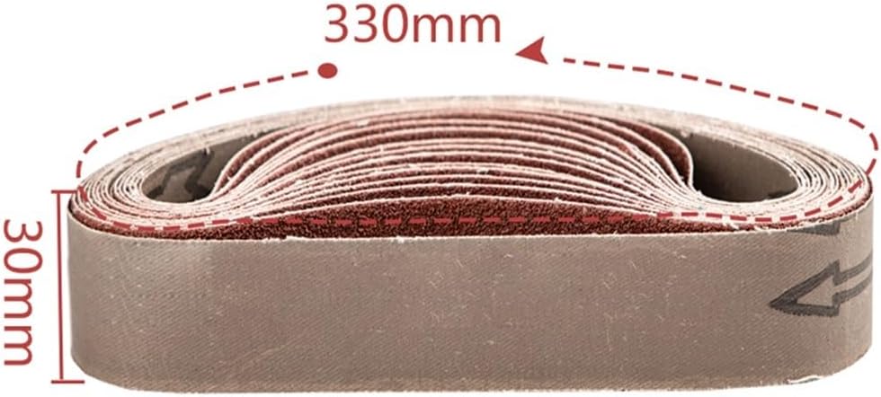 10pcs 330x30mm Sanding Belts Grit 40 to 1000 Wood Soft Metal Polishing Sandpaper Abrasive Bands for Belt Sander Tool(180)