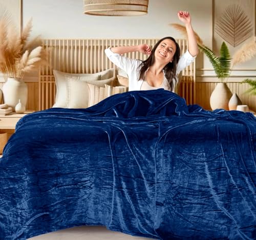 Image of ABRAZO AC Blanket | 300 GSM Lightweight Super Soft Cozy for Bed, Sofa, Couch, Travel & AC Room | Single Bed 160x220 cm | Solid Color | Breathable All-Season Comfort