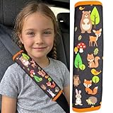 1x protector de cinturón de seguridad HECKBO con dibujos de animales del bosque: cinturón de seguridad, almohadilla para el hombro, cojín para el hombro, funda de cinturón, asiento para el coche