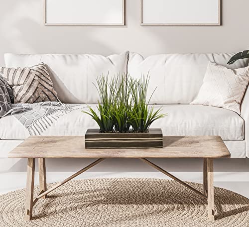 Vintage Home 2-Pack Artificial Faux Lifelike Plastic Fake 14" Tall Green Grass In Black Planter (1) #TOP3