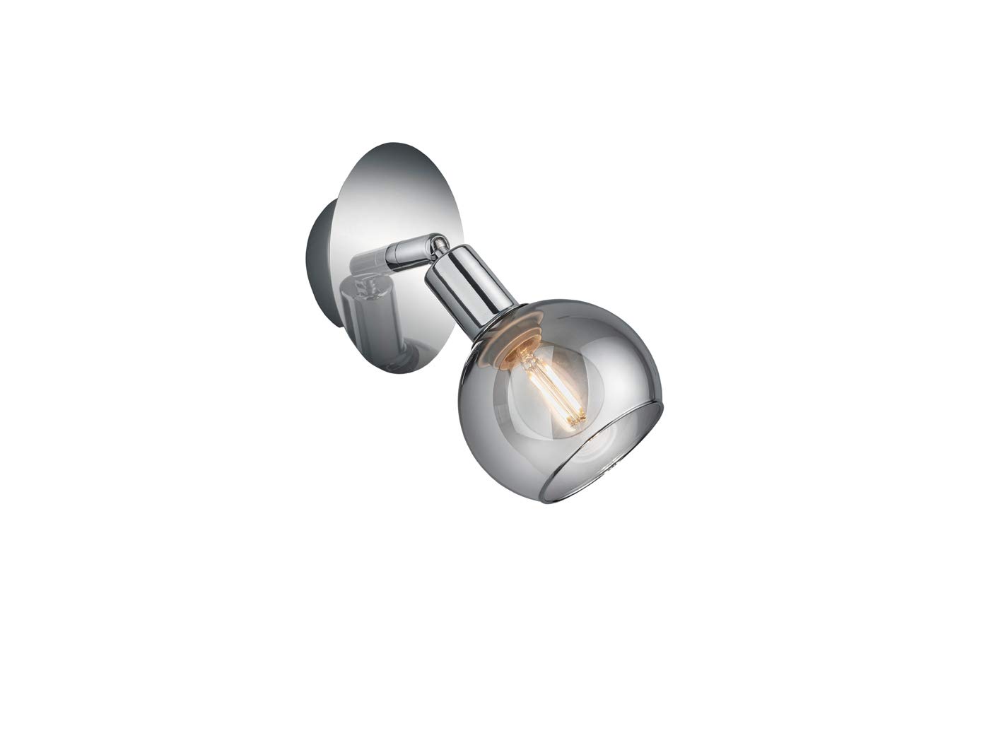 Reality Leuchten Brest R80591006 Spot mural en métal chromé, verre fumé, 1 ampoule E14