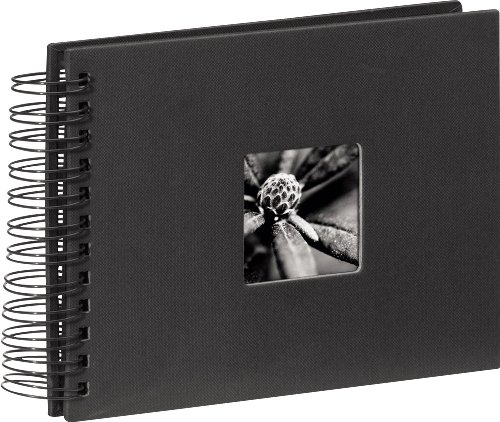 Hama Fotoalbum 28x24 cm (Spiral-Album mit 50 schwarzen Seiten, Fotobuch mit Pergamin-Trennblättern, Album zum Einkleben und Selbstgestalten) schwarz
