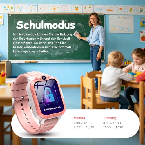 IOWODO Smartwatch Kinder mit GPS und Telefon 4G, Schulmodus, Sprachanruf – Ansicht 5