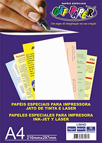 Papel Linho Branco, Off Paper, 6, Branco