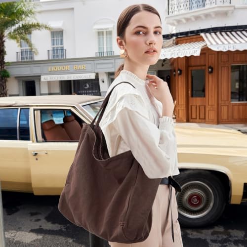 Image of Canvas Tote Bag for Women Large Hobo Shoulder Bag for Work Travel Casual Message Bag Tote Purse handbags