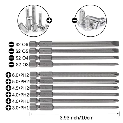 Yinixin Slotted And Cross Head - Hex Shank Screwdriver Bits Set (10Pcs 1/4 Inch With Storage Case) - Magnetic Tips - Quick Release Shank For Easy Attachment - Solid S2 Steel Alloy #TOP2