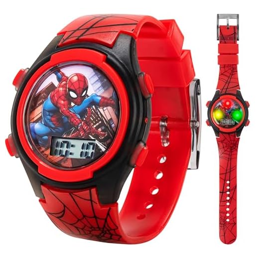 Accutime Marvel Spider-Man Digital Watch for Kids – Durable Plastic Timepiece, LCD Display, Quartz Accuracy, Iconic Spiderman Imagery