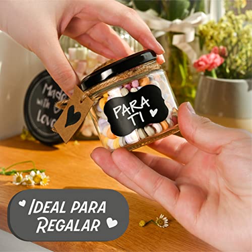 Miniatura 4 de Praknu 25 Tarros De Cristal Pequeños De 125ml - Con Etiquetas Y Rotulador - Herméticos - Aptos Para Lavavajillas - Ideales Para Regalar