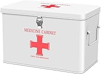 Vista 15 de Caja de medicamentos Flexzion, botiquín de farmacia para el hogar, 33 x 21 x 19 cm, almacenamiento de medicamentos de metal para emergencia, Rosa