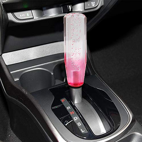 MASO Universal Car Speed Gear Stick Shift Knob Gear Knob with 3 Adapter Crystal Aluminum White+Pink(15CM)