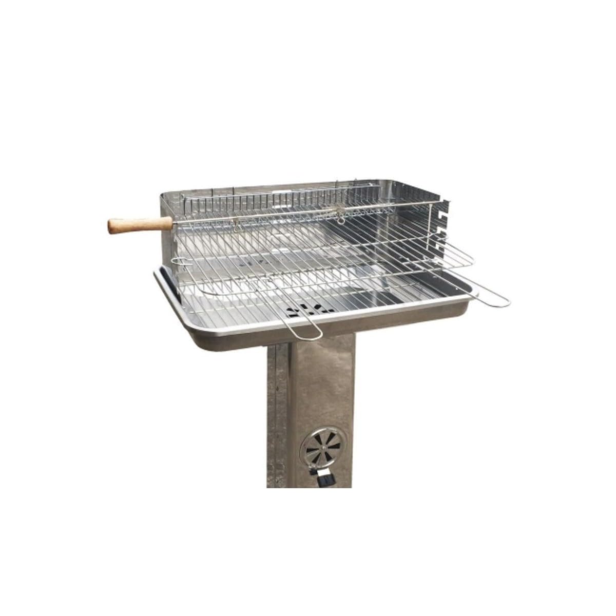 Grill węglowy ze stali nierdzewnej 58 x 38 cm wrzeciono do pieczenia