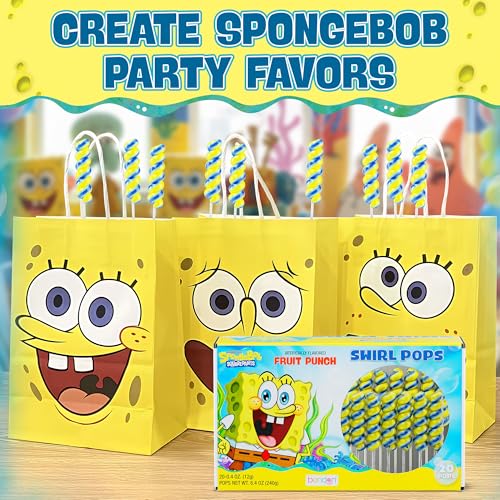 Image of Spongebob Lollipops Swirl 20pk- Spongebob Candy For Spongebob Party Favors