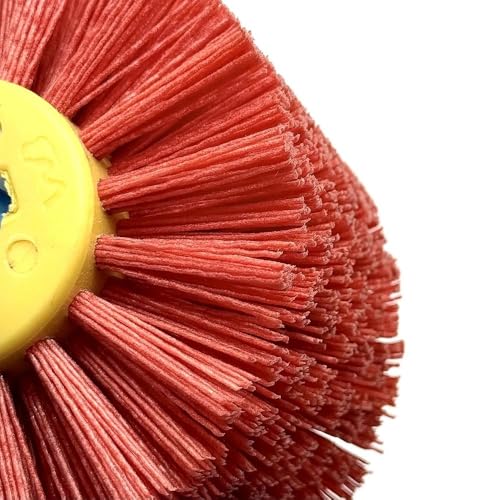 Image of Signi Abrasive nylon bristle Burnishing Brush Drum Drawing Wheel for polishing wood (80 grit red)
