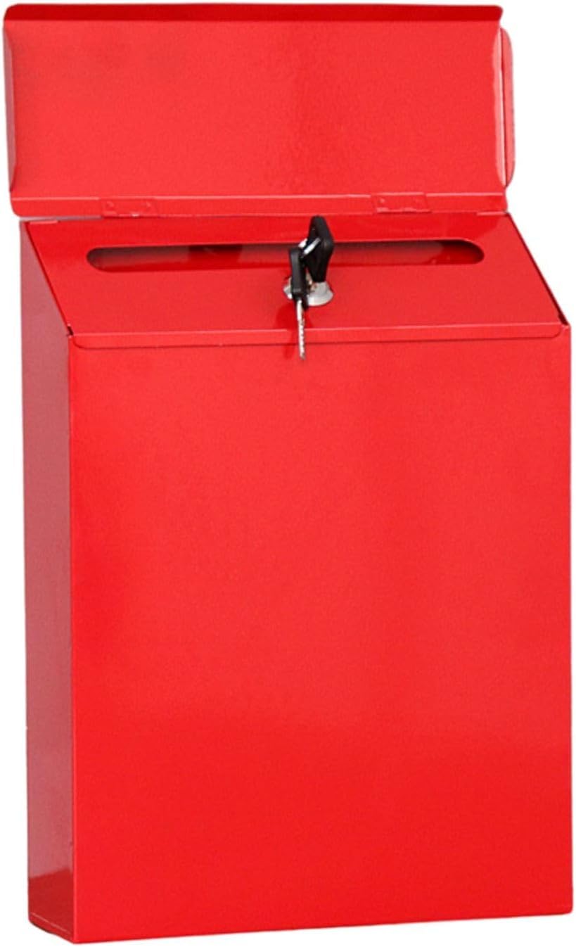Litaijingnice Red Wall Mounted Vertical Metal Mailbox, Lockable Weather Proof Security Post Box With 2 Keys For Home (Red)