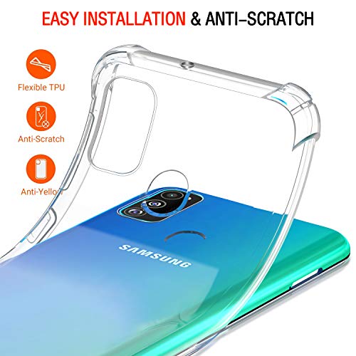 Image of Lustree Back Cover Transparent Case Compatible with Samsung Galaxy M11 | Clear + TPU Case with 4 Corner Air Cushion Protection & Camera Protection | Slim& Stylus Cover