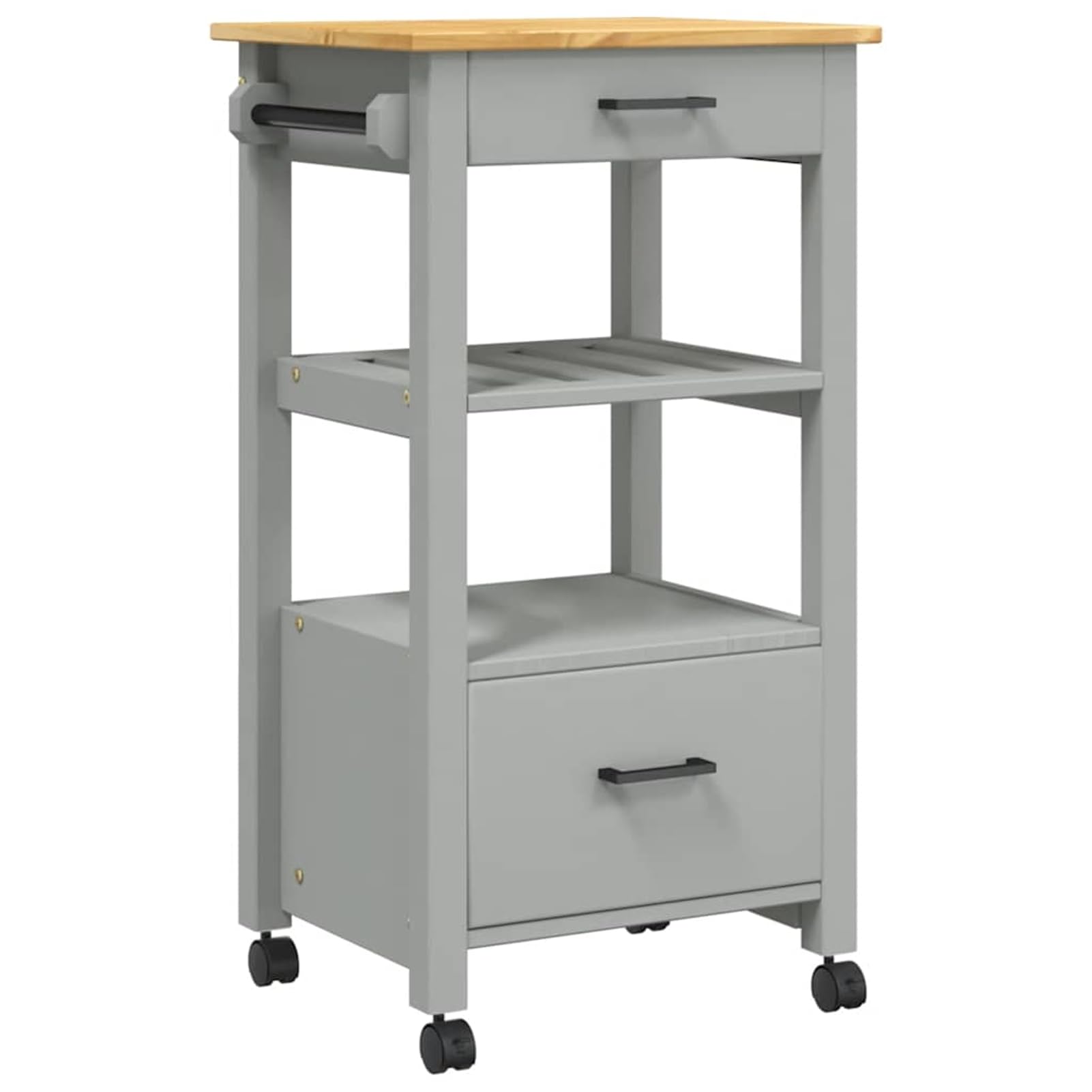 Carrello da Cucina Monza 48x40x88,5 cm in Legno Massello di Pino
