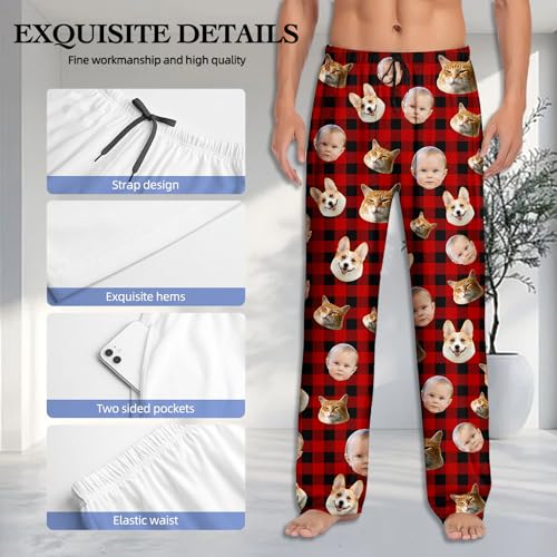 Personalized Pajama Pants Design Funny Gifts For Men Women Custom Make Pj Bottoms Sleepwear With Face Photo4
