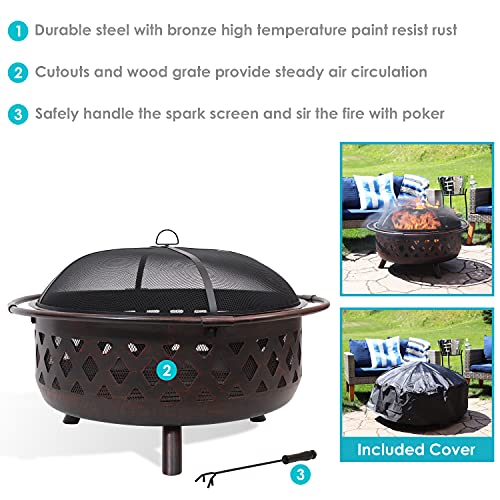 Sunnydaze Bronze Crossweave Wood-Burning Outdoor Fire Pit #TOP10