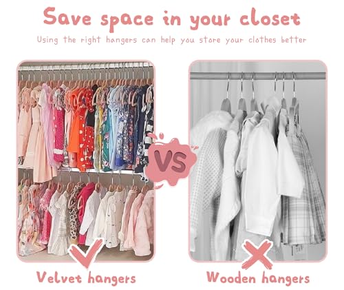Baby Velvet Hangers, 30 Pack, Non-Slip Pink Kids Clothes Hangers, 11 Inch by GOSCHE - Used condition - Image 3