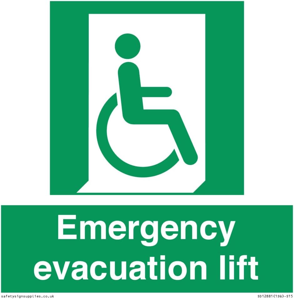 Emergency evacuation lift Sign - 150x150mm - S15