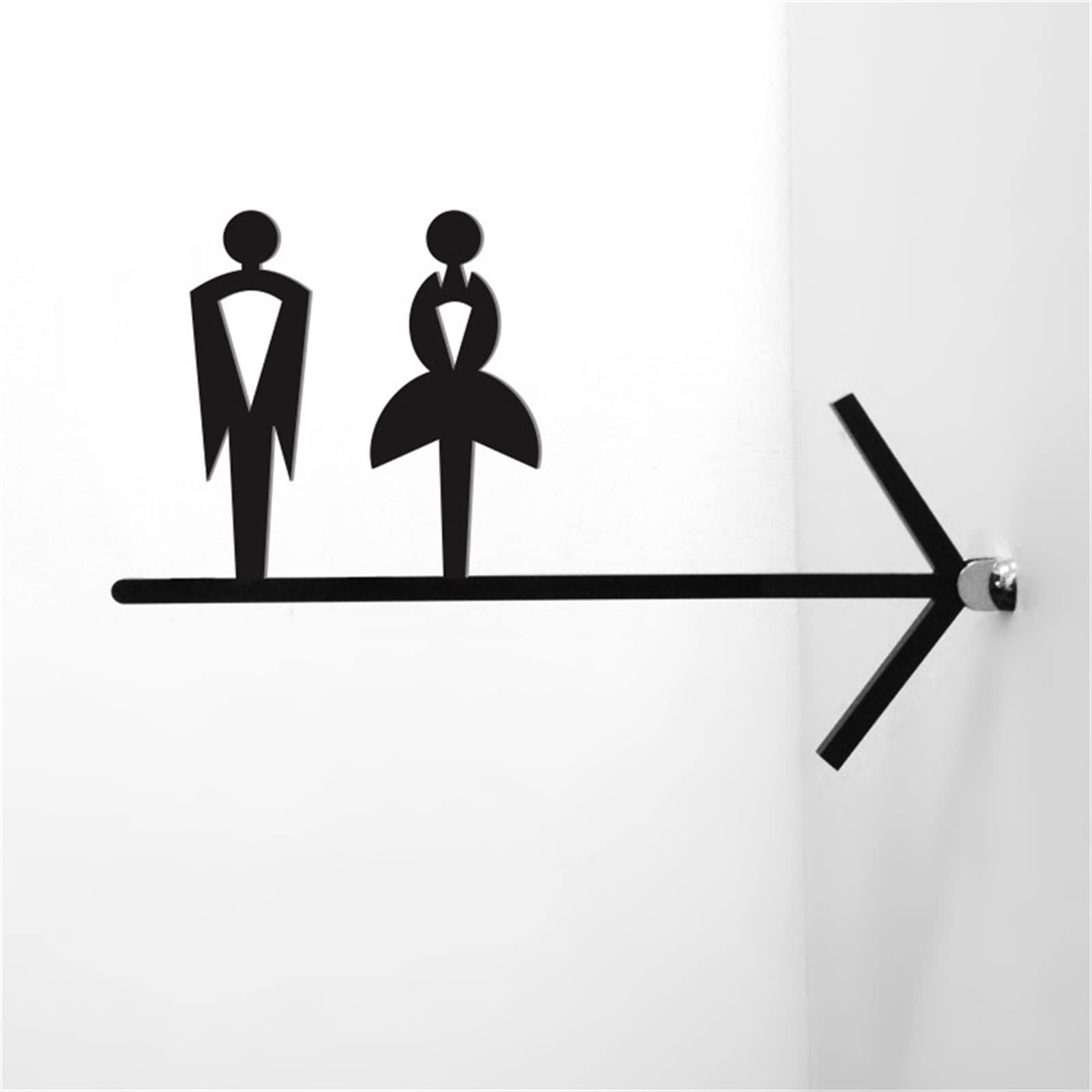Letrero de baño de Doble Cara para Hombres y Mujeres, Letrero de Flecha para Inodoro, Placa de guía para Inodoro, Tarjeta de guía para Inodoro, Placa acrílic(I