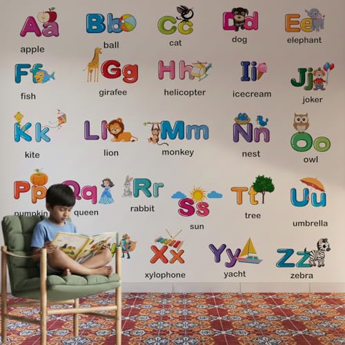 Image of StickMe Alphabets Wall Sticker for Kids Learning | Educational Nursery, Preschool & Kindergarten Baby Room Decor | (Premium Extra Large - 210 x 170 cm)
