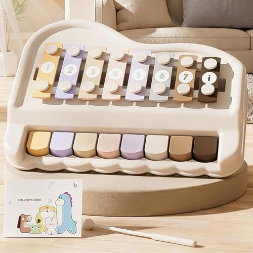 Piano juguete para niños portátil con 8 teclas de colores musicales para casa y exteriores 3