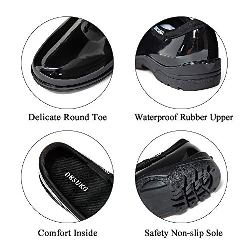 Image of DKSUKO Women's Waterproof Garden Shoes, Slip-On Outdoor Clogs Rain Shoes | Easy-rinse PVC upper, cushioned insole, and grippy tread for wet grass, muddy yards, dog walks, and coop chores