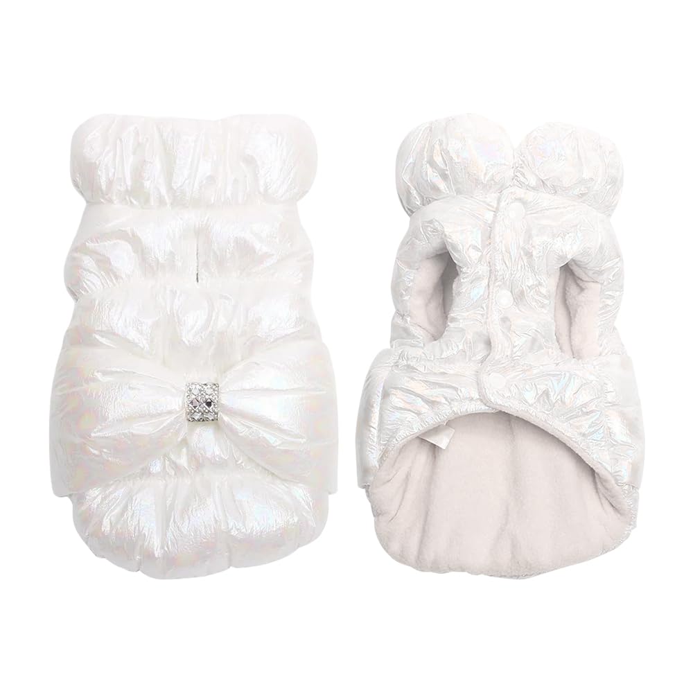 Warm Dog Coat - Fleece Lined Jacket, Waterproof, Windproof, D Ring, Small to Large Dogs (White, XS) — image 1