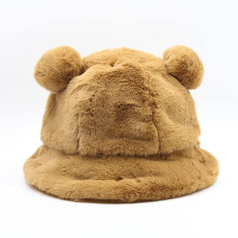 Chapeau bucket d'hiver en fausse fourrure épaisse pour femme