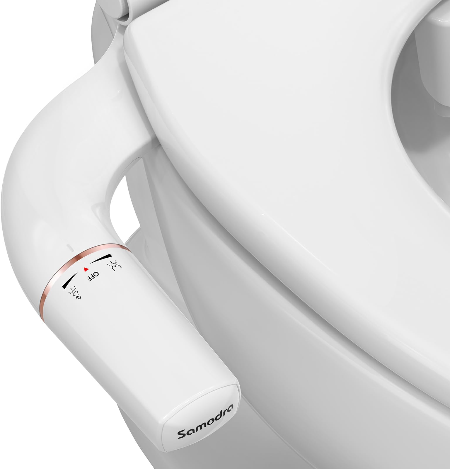 SAMODRA Ultra-Slim Hygienic Bidets Attachment for Existing Toilets - Adjustable Fresh Water Pressure Dual Nozzle (Frontal & Rear Wash) Easy to Install, Rose Gold