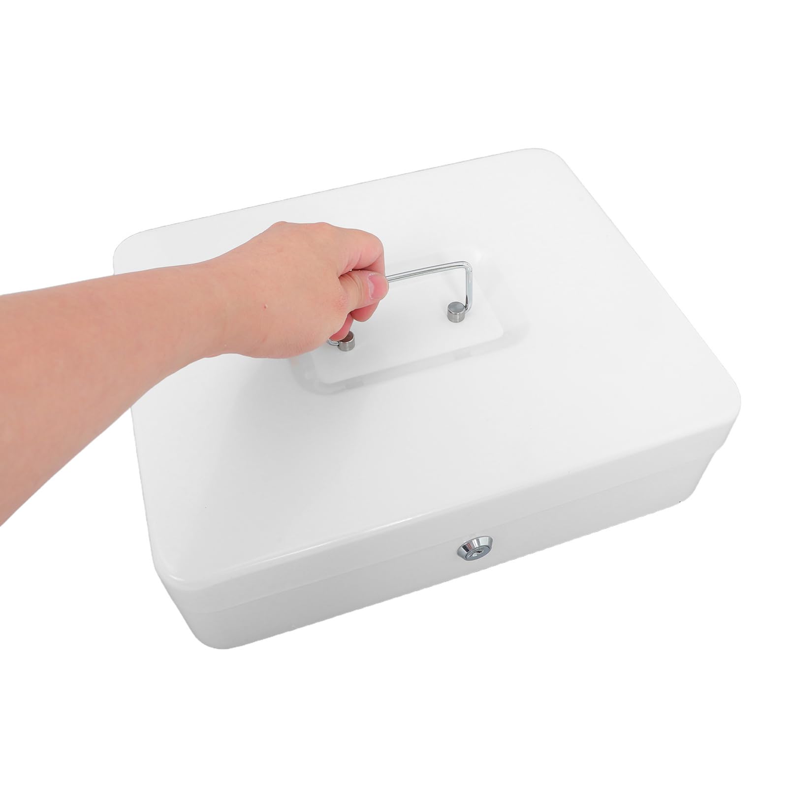 Boîte à Monnaie en Fer Blanche avec Clé, Coffret de Caisse Compact
