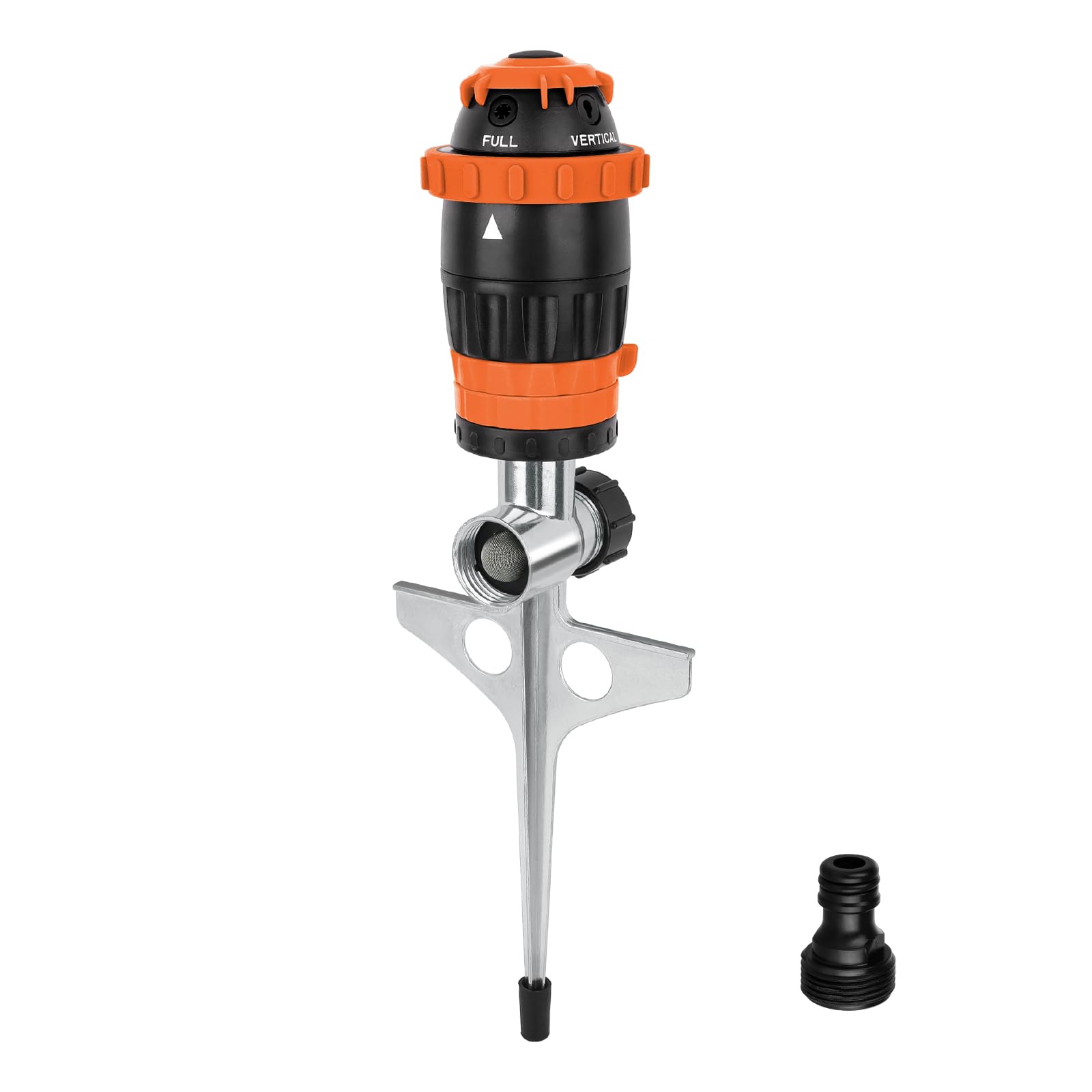 RESTMO Gear Drive Sprinkler with Metal Spike Base, 5-Pattern Heavy Duty Gardening Watering System, Multi-Adjustable Lawn Sprinkle for Garden Plant, Flower Bed and Large Yard Area Watering, Yellow — view 9