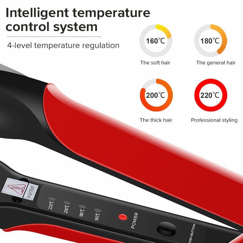 Image of I-NOVA Professional Hair Crimper, Black and Red, Ceramic Plates, Electric Styling Tool for Curly Wavy Hair