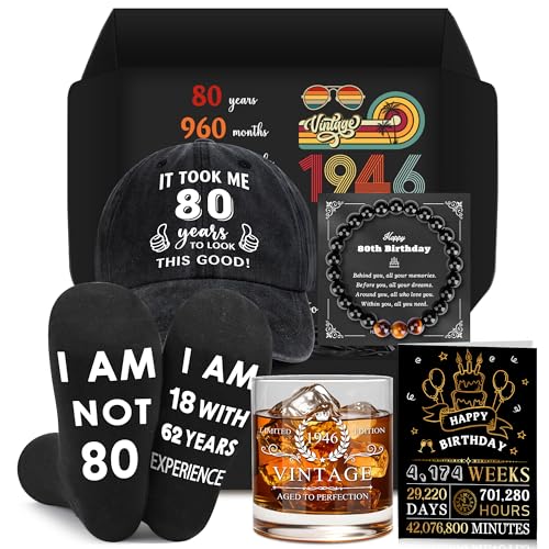 80th Birthday Gifts for Men Funny 80 Year Old Birthday Gifts for Men Cool 1946 Gift for 80 Year Old...