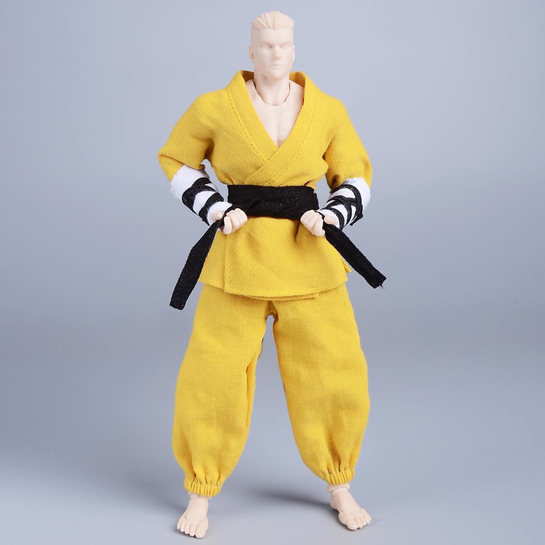 Meetoget 1/12 Scale Male Figure Doll Monk Fighting Suit Clothes for 6 inch Action Figure PM007US,Yellow