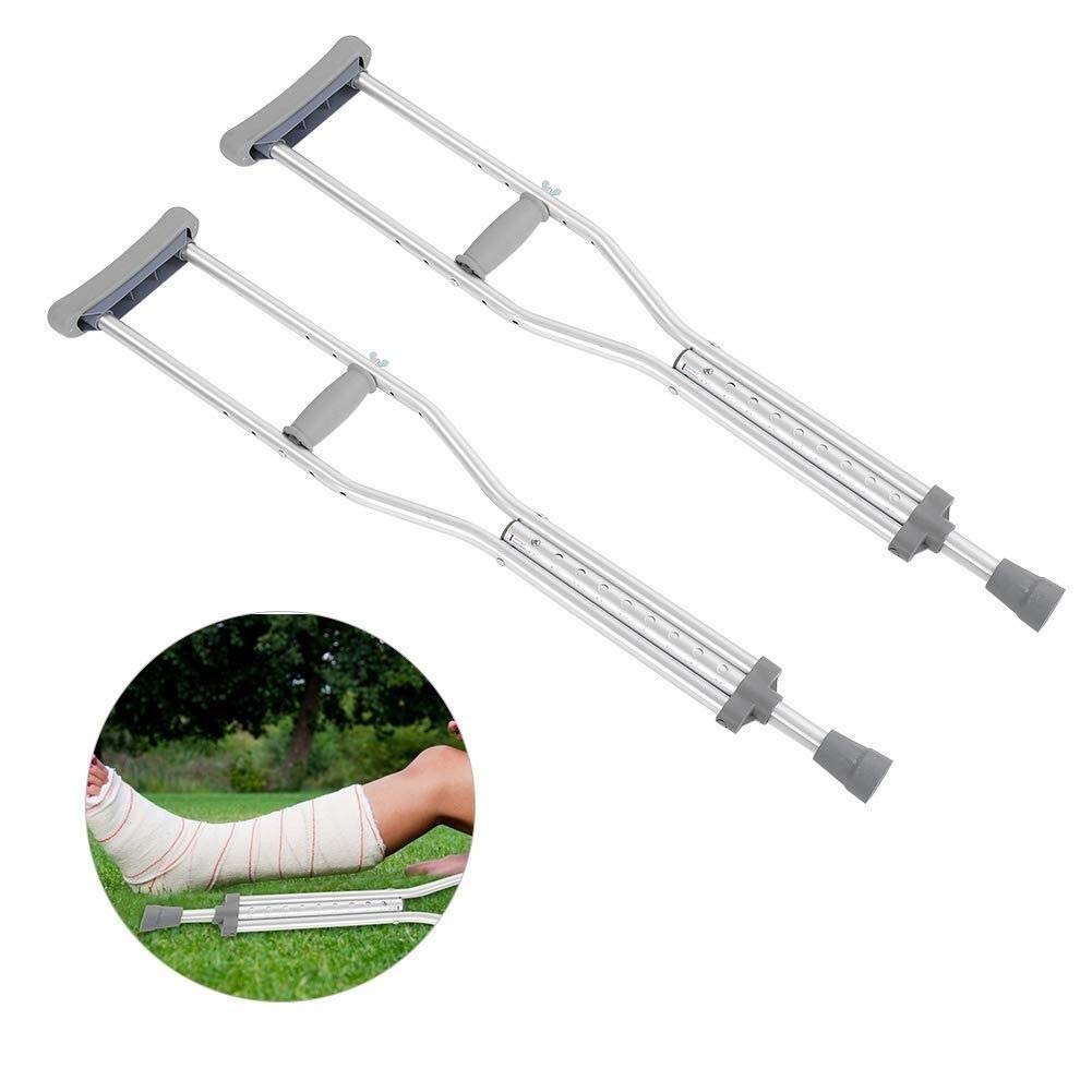 Stampella per Camminata Lunga Adulta, stampelle a Pressione in Lega in Lega di Alluminio Resistente a 102 cm con Cuscinetti Morbidi a Piedi con Impugnatura a Mano Regolabile Riduce Le stampelle di