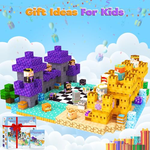 200PCS Magnetic Blocks Board Games Chess Set, Magnetic Tiles Building Blocks Kids Classroom Must Haves Montessori Education Sensory Magnet Cubes Toys, Toddler Birthday Gift for 3+ Year Old Boys Girls - Image 7
