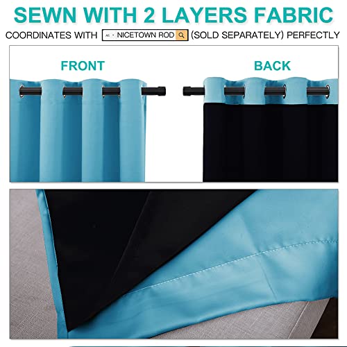 Image of NICETOWN 100% Blackout Curtains 84 inches Long, Pair of Energy Smart & Noise Blocking Out Drapes for Baby Room Window, Thermal Insulated Guest Room Lined Window Dressing(Teal Blue, 52 inches Wide)