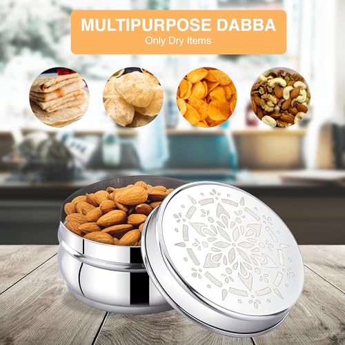 Image of Expresso Stainless Steel Small /Mini Box Dabba /Container /Storage Box, Laser Design, Set of 6 (100 Ml)