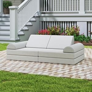 jela Kids Couch, Waterproof Kids Modular Sofa for Outdoor & Indoor, UV Resistant Child Sectional Sofa, Foam Play Couch Playhouse Play Set for Children Adults(Sand Beige)